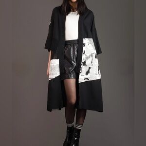 Kate Hewko Newsprint And Mesh Kimono One Size Edgy Statement Wardrobe Artsy Mix